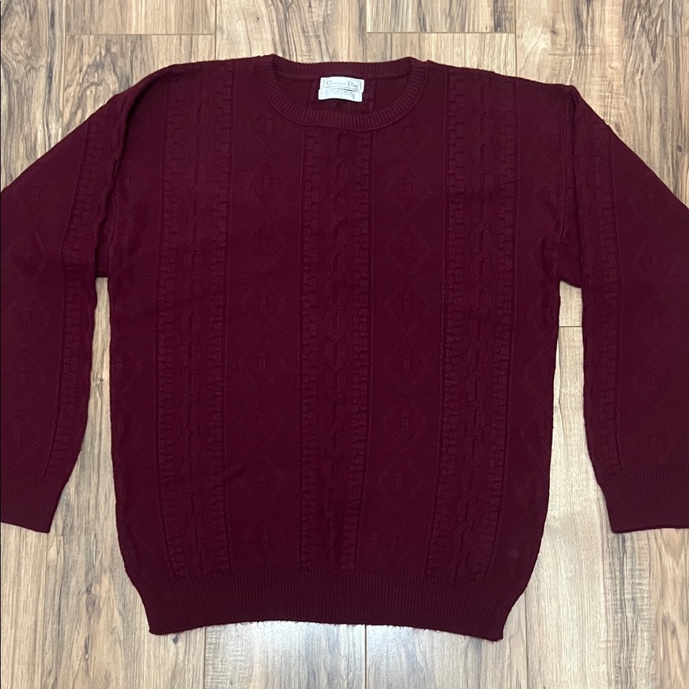 Vintage Christian Dior Pullover Sweater Men's Deep Red Sz L
